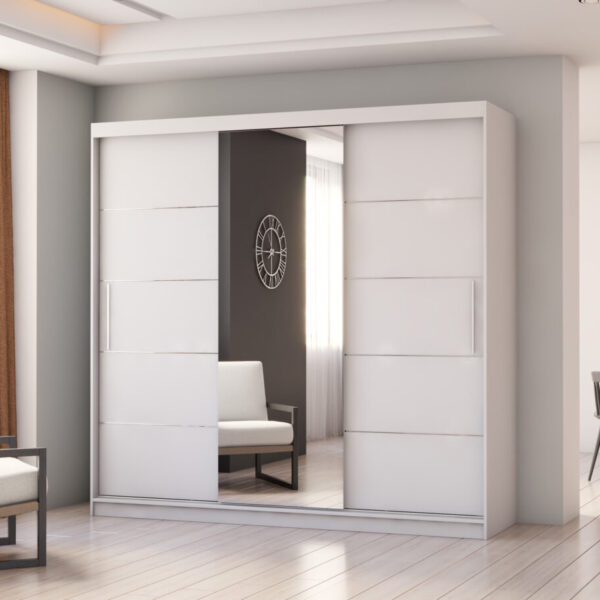 ALBA-250 garderobe med speil (hvit)