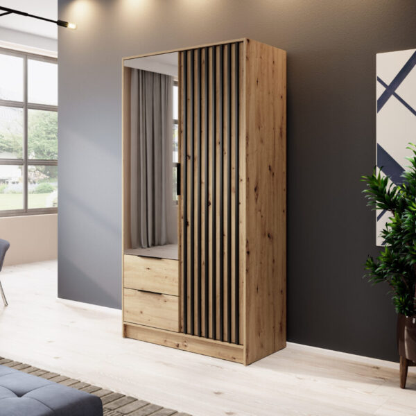 NELLY 2D-L garderobe med speil (Dab Artisan)