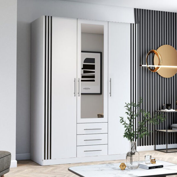 SZANTAL 3D-garderobe (Hvit) + SANTI II pyntelister