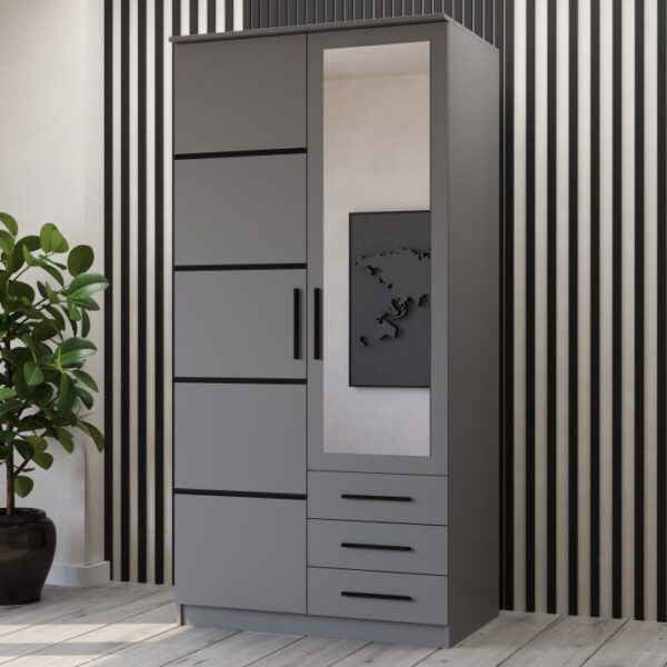 SANTI 15 2D-garderobe (grå)